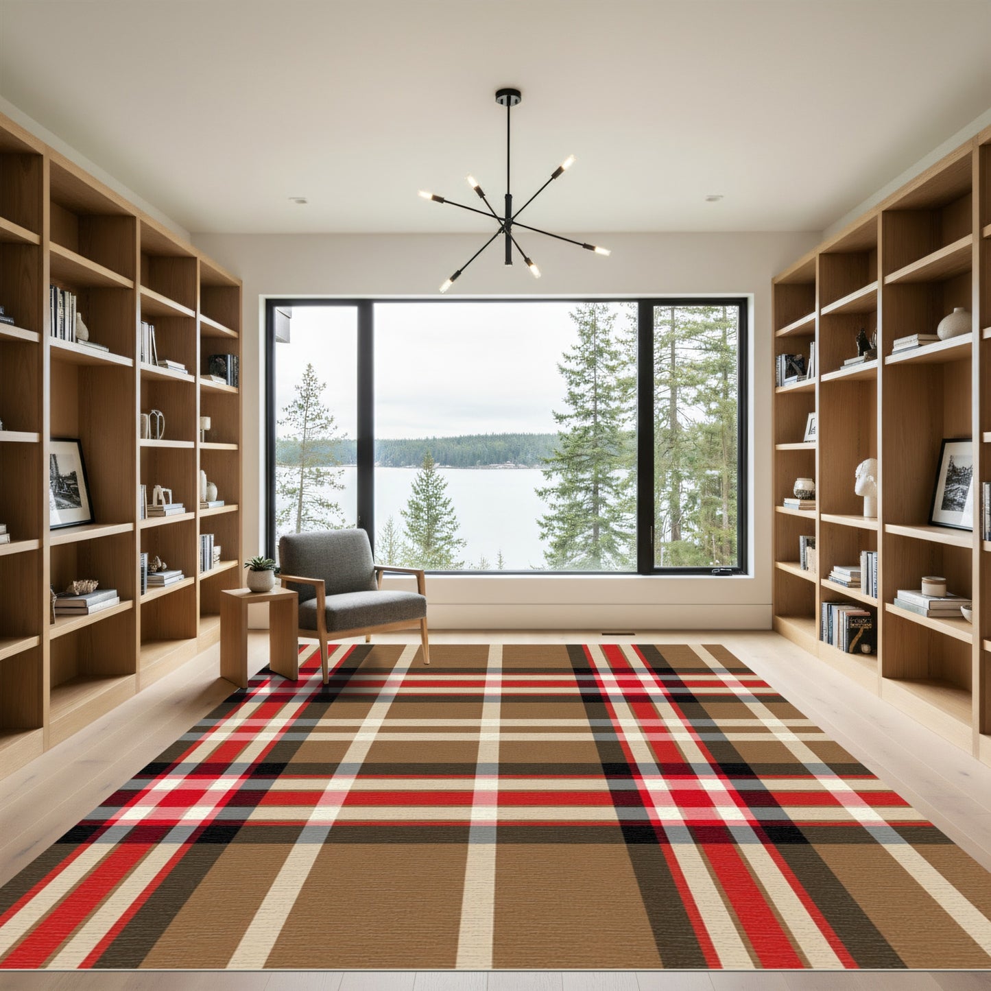 Classic Tartan Plaid Brown Red Rug