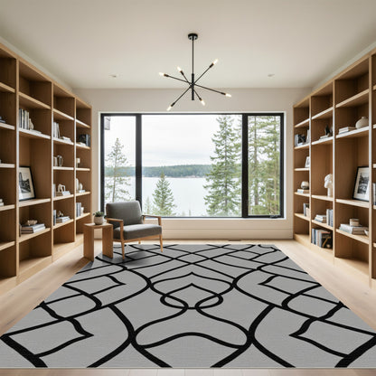 Monochromatic Interlocking Scrollwork Rug