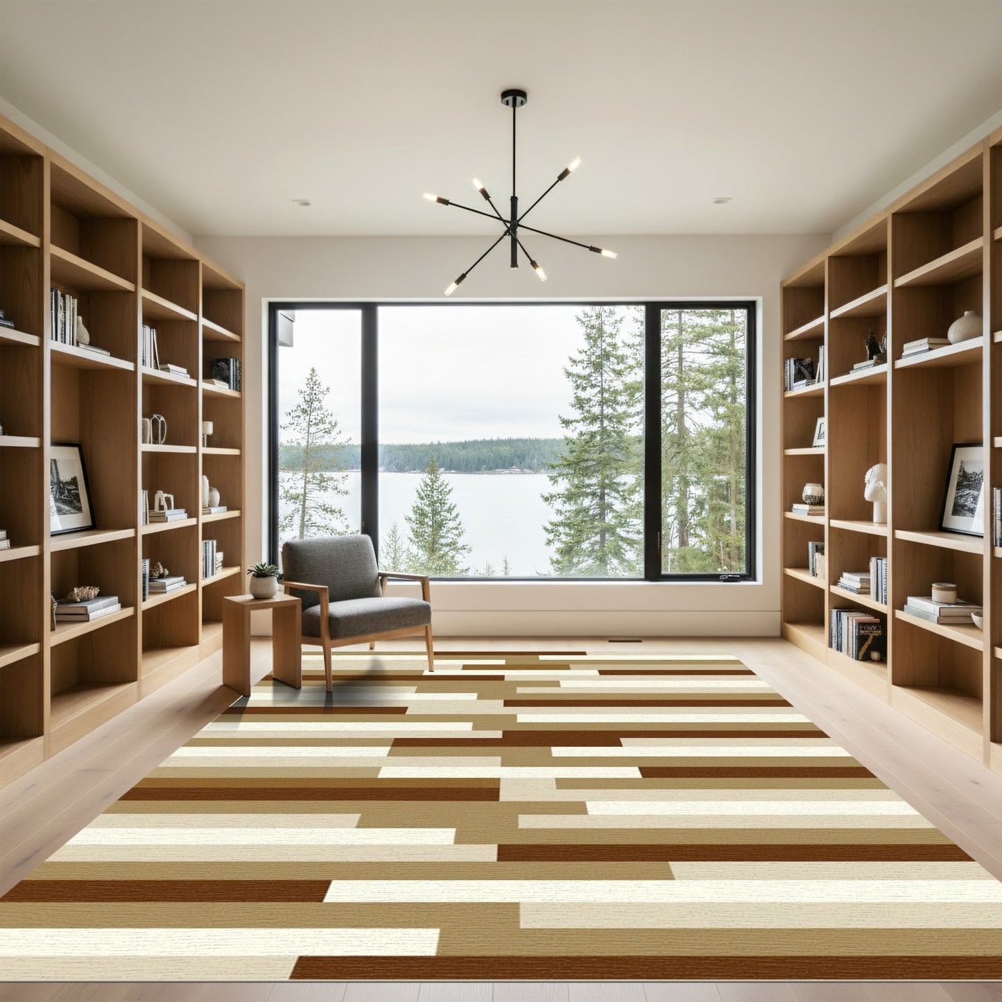 Earthy Horizontal Stripe Mosaic Rug