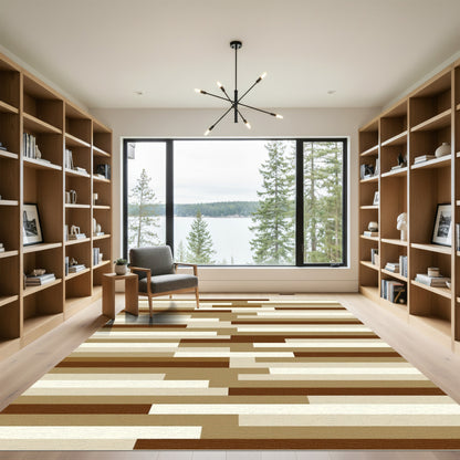 Earthy Horizontal Stripe Mosaic Rug