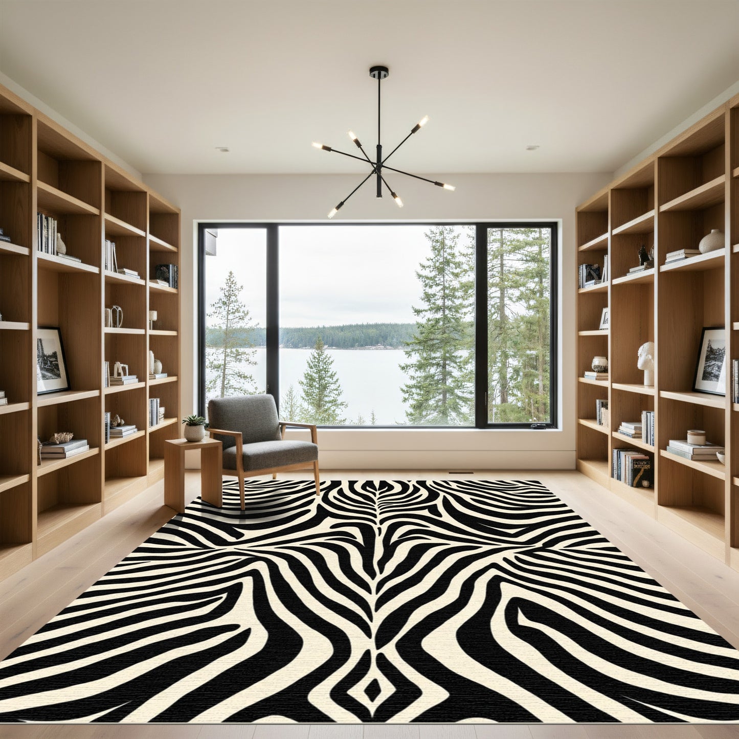 Bold Black Zebra Stripe Rug