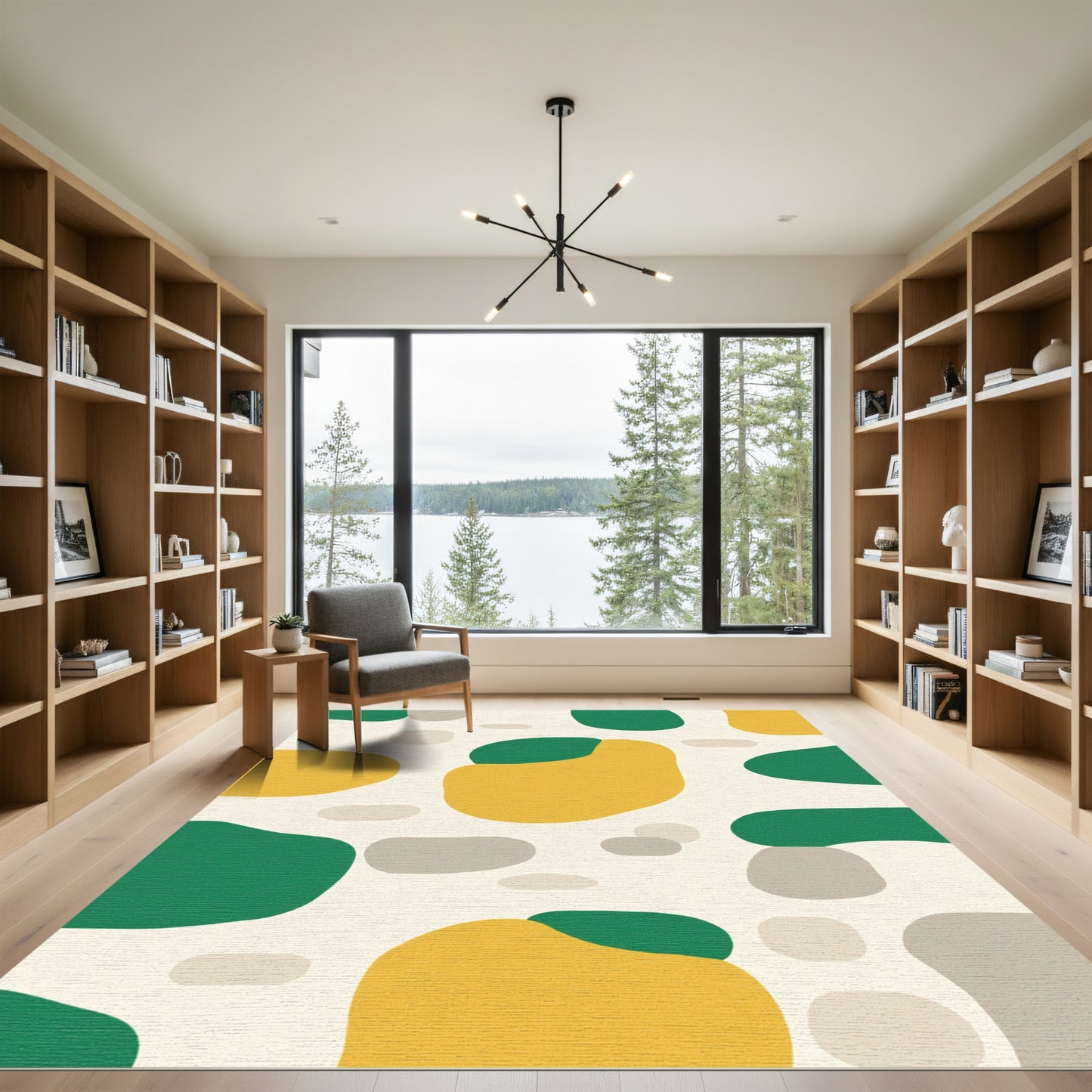 Abstract Organic Biomorphic Yellow Green Rug