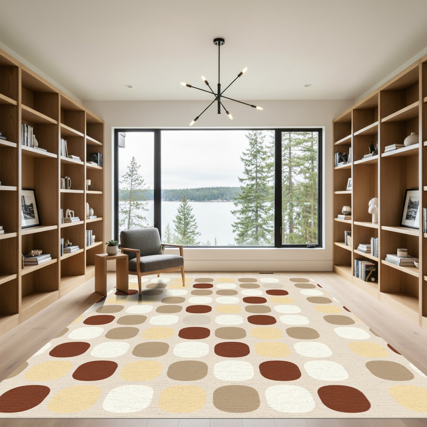 Earthy Tones Rounded Squares Pattern Rug