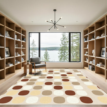 Earthy Tones Rounded Squares Pattern Rug