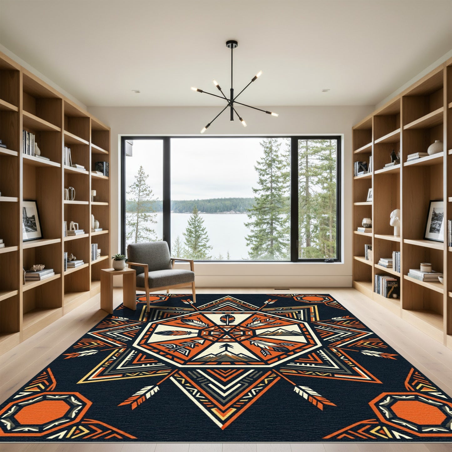 Geometric Mountain Arrow Tribal Orange Rug