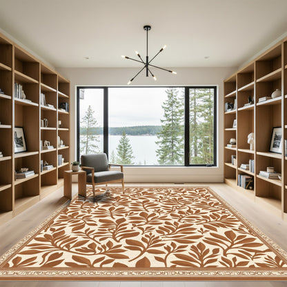 Brown Foliage Branch Pattern Rug