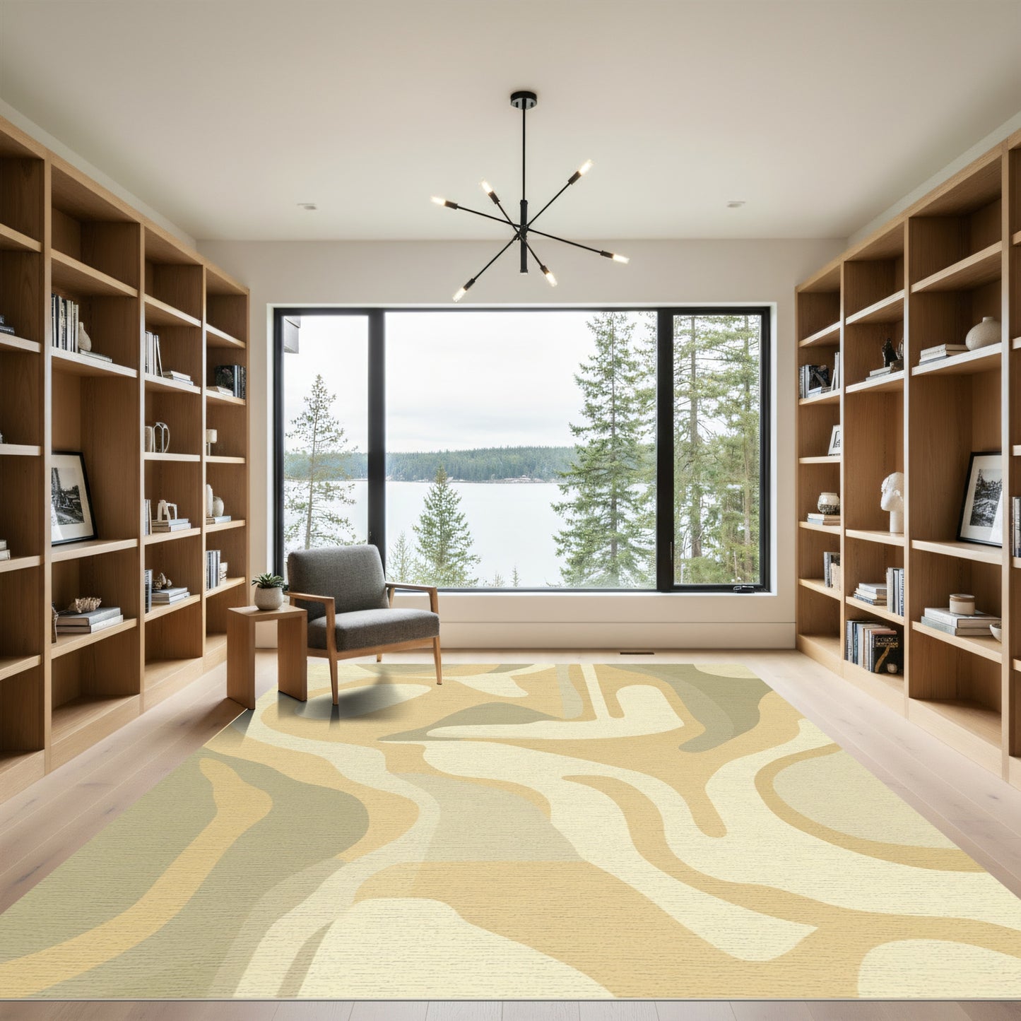 Organic Terracotta Swirl Abstract Rug