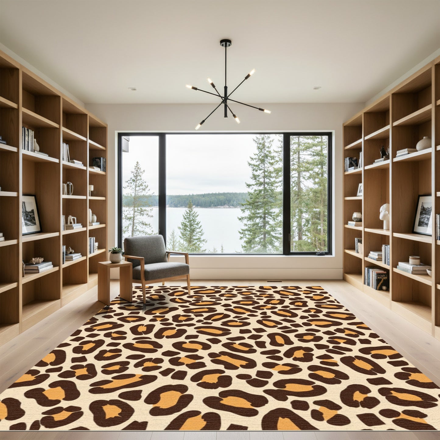 Classic Leopard Spots Cream Brown Rug