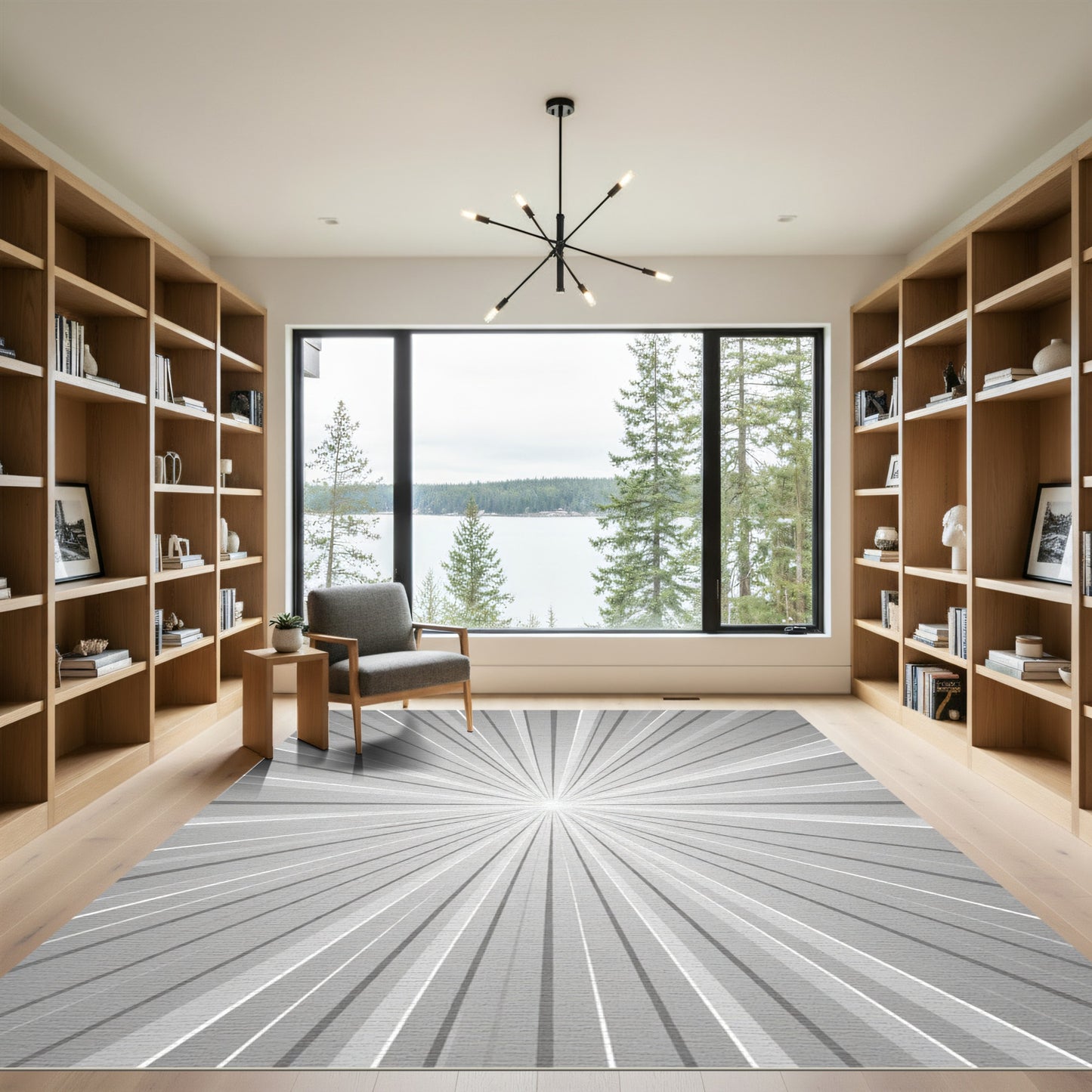 Monochromatic Sunburst Radial Rug