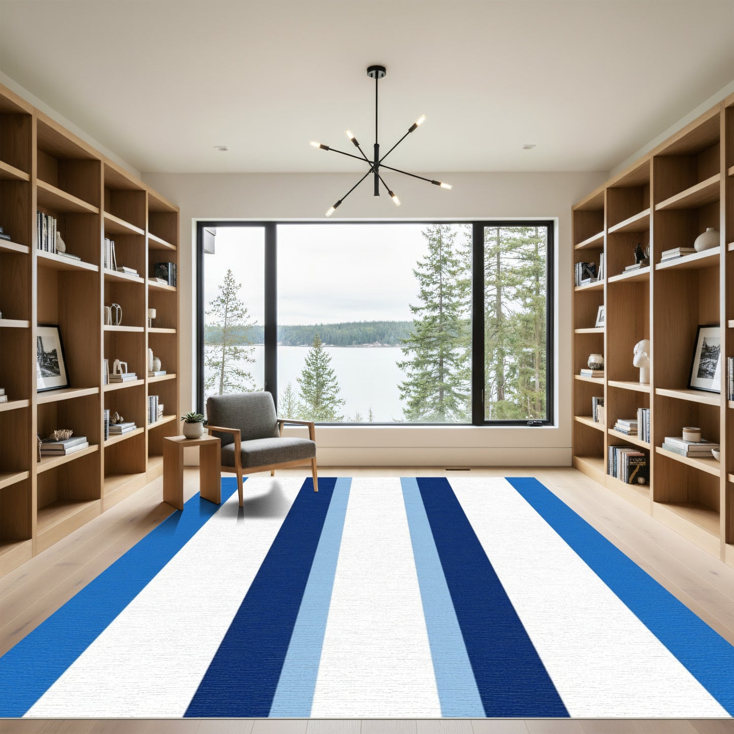 Bold Blue White Stripe Rug