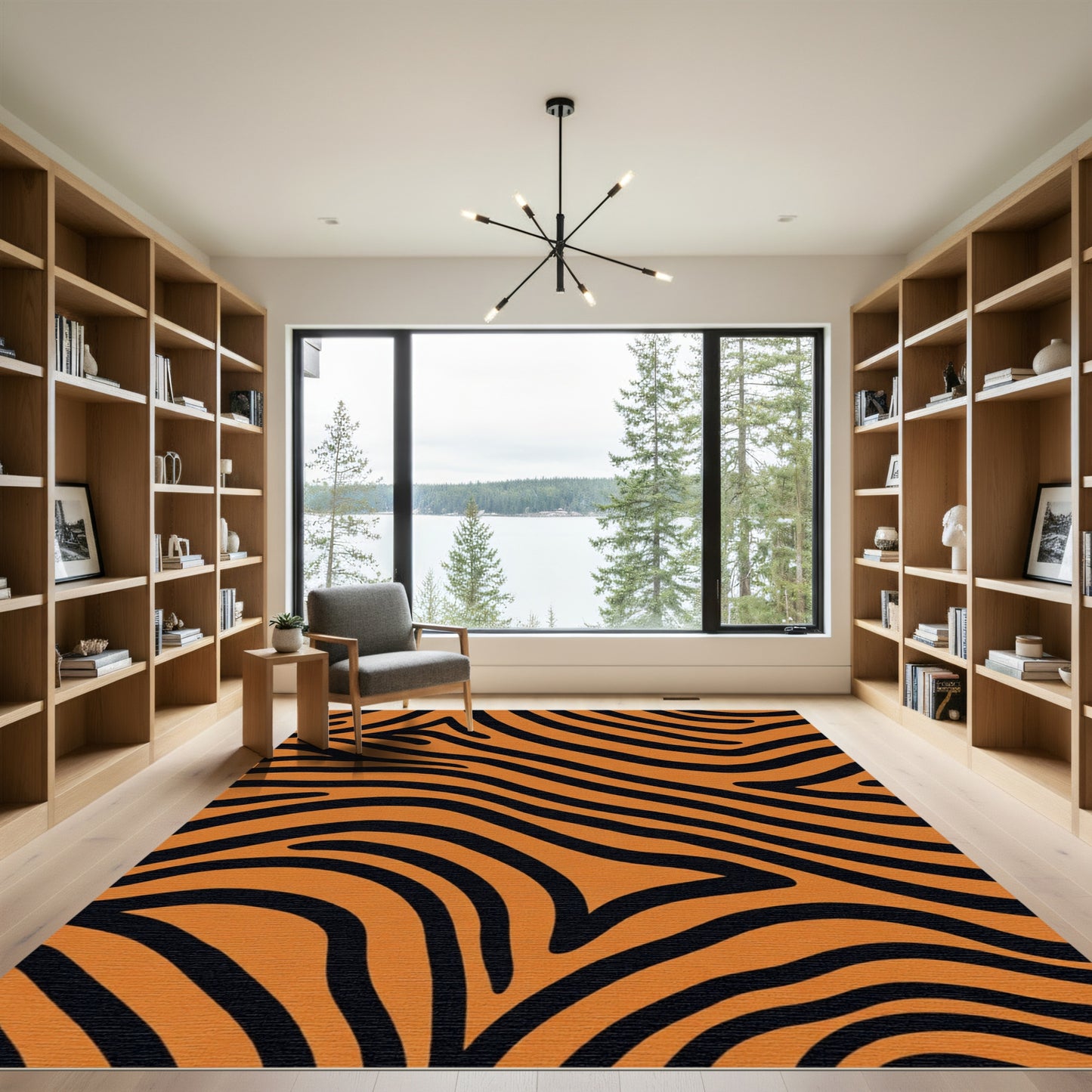 Orange Black Wild Stripes Rug