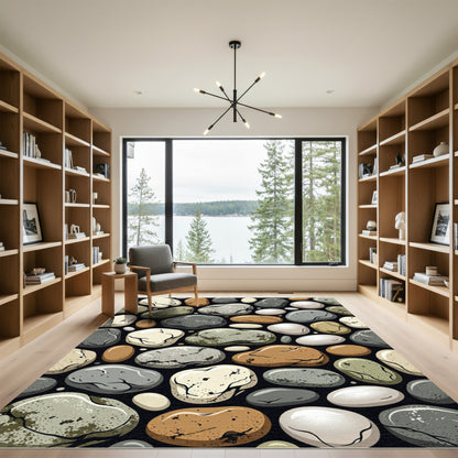 Natural Stone Smooth Pebbles Scattered Rug
