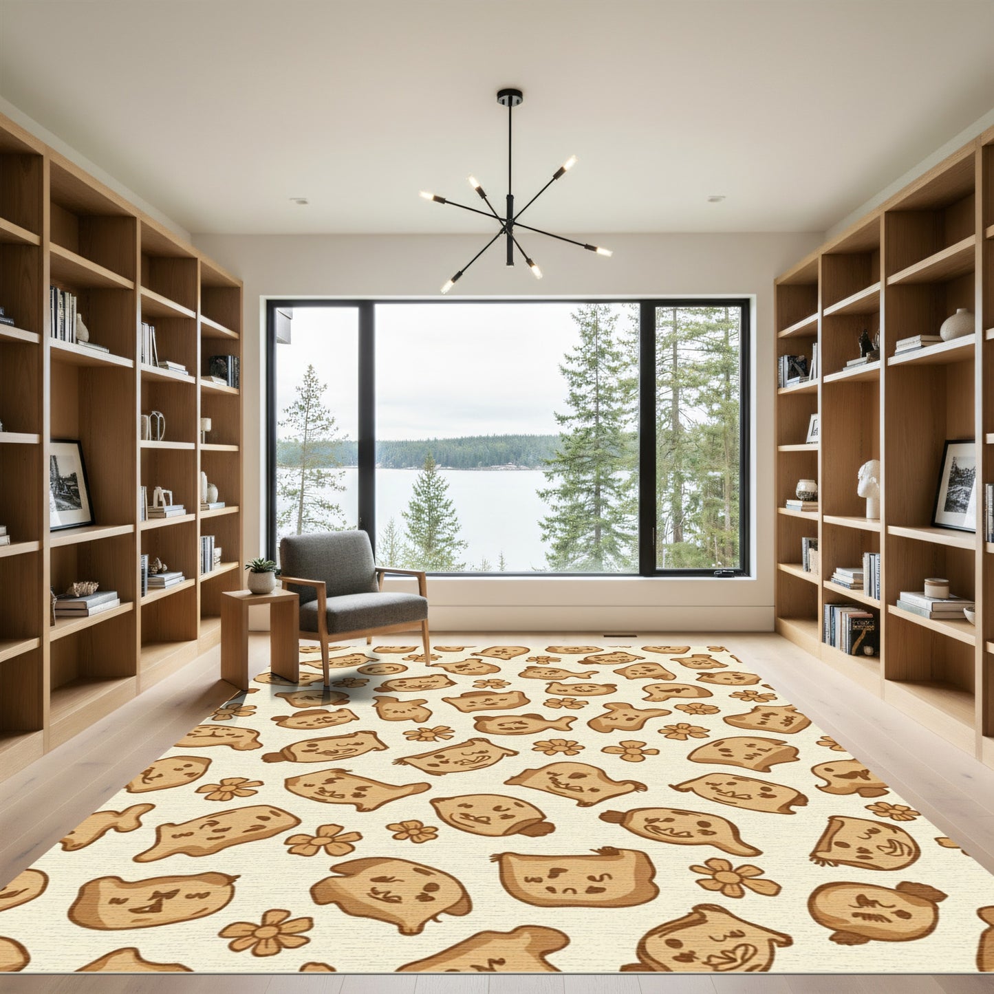 Brown Whimsical Cartoon Animal Cookies Rug