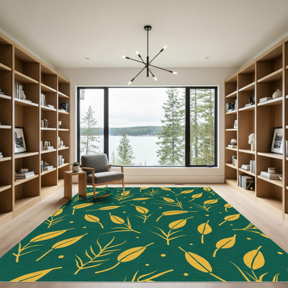Golden Wheat Stalks On Teal Rug