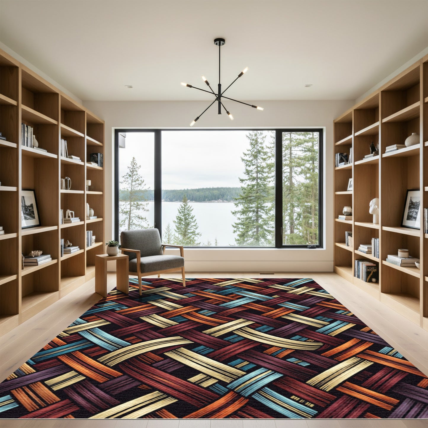 Textured Woven Interlocking Bands Rug