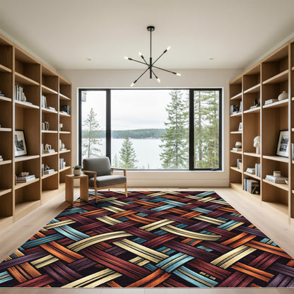 Textured Woven Interlocking Bands Rug