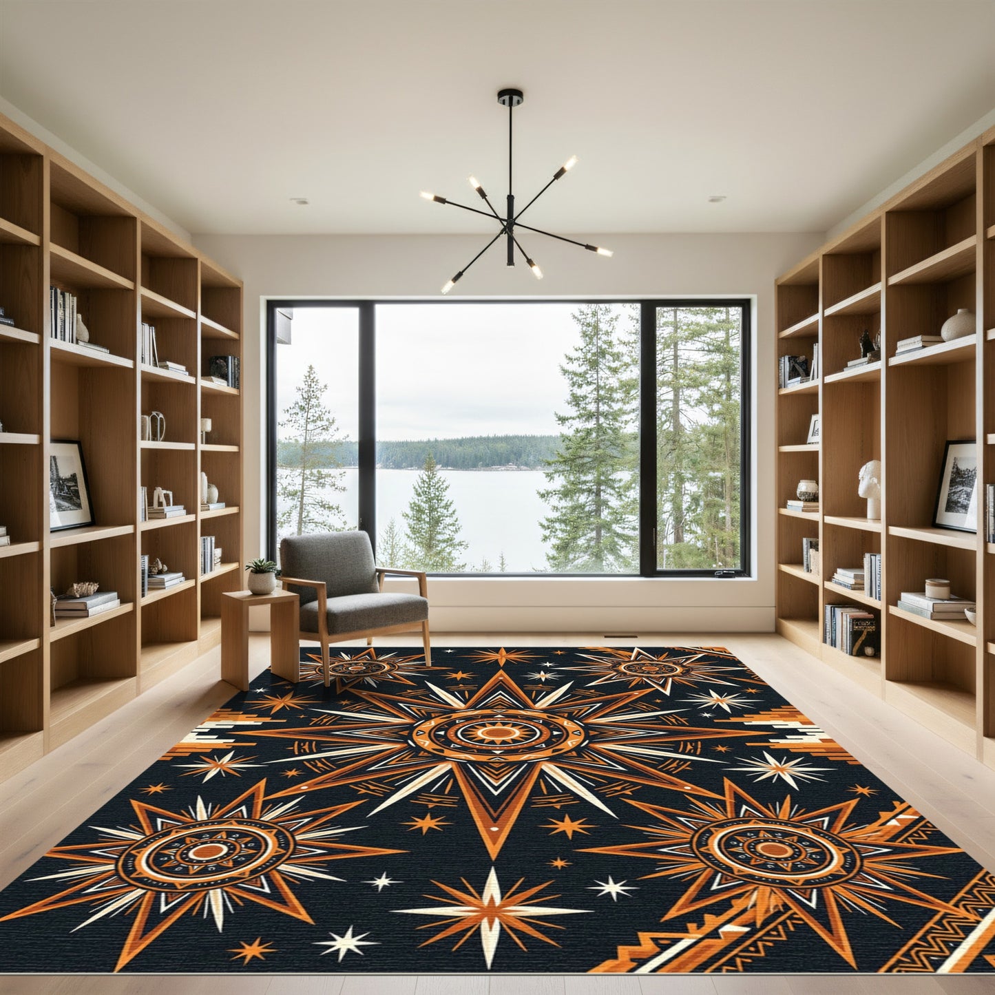 Celestial Terracotta Amber Starry Sky Rug