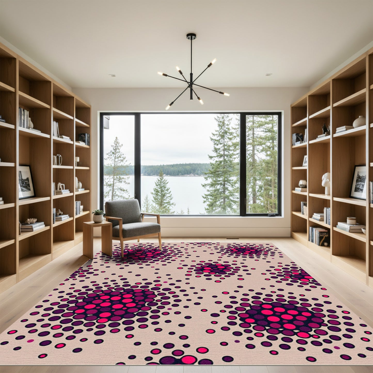Pop Art Pink Crimson Circles Rug