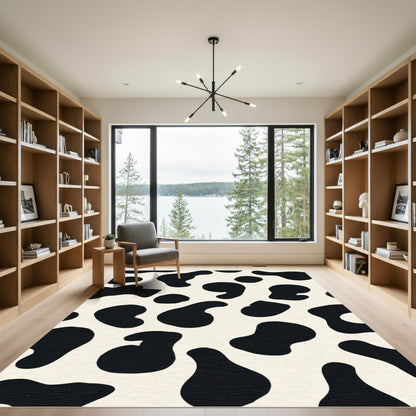 Black White Organic Spots Rug