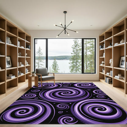 Abstract Cosmic Purple Vortex Swirl Rug