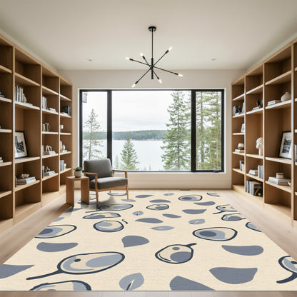 Creamy Gray Botanical Abstract Shapes Rug