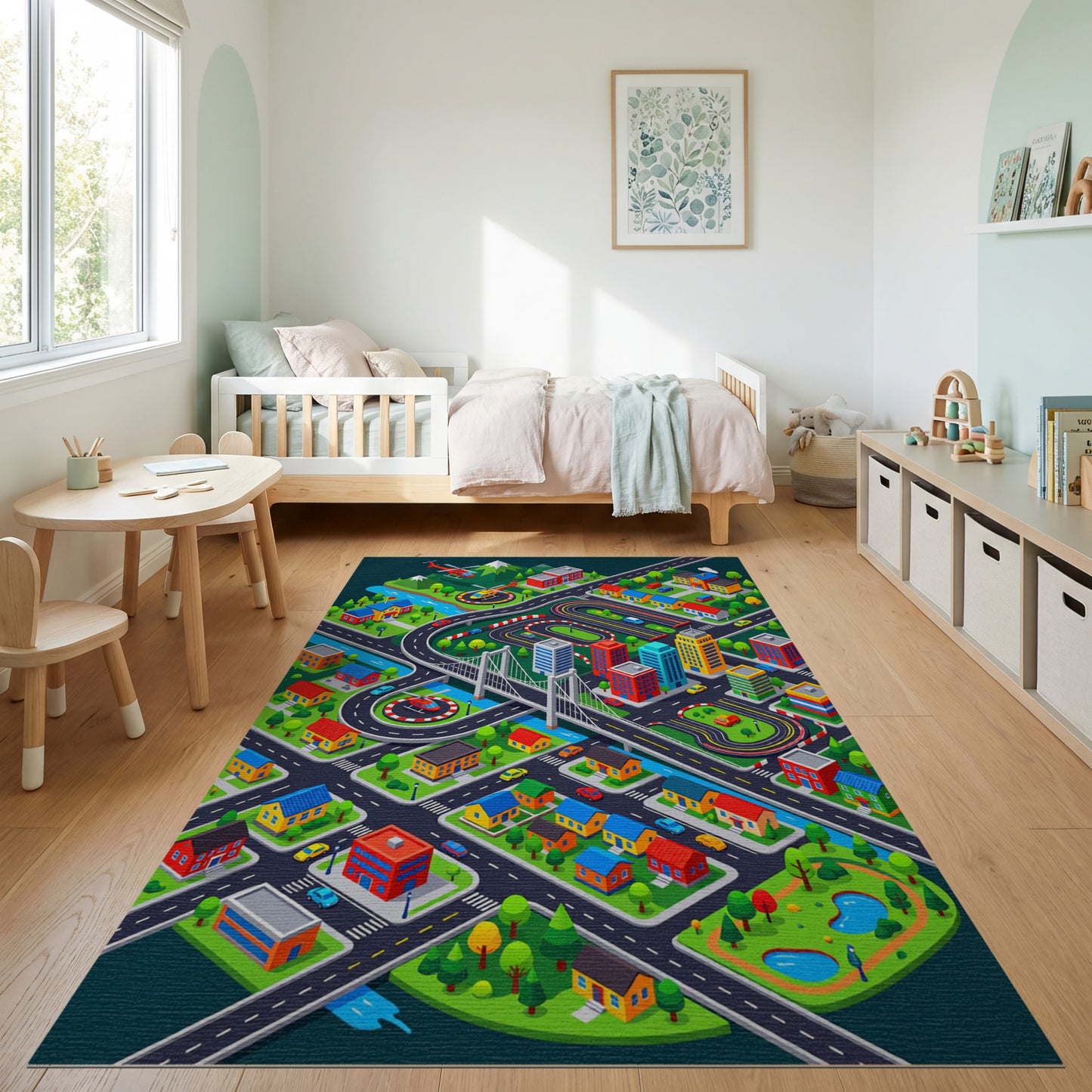 Vibrant Isometric City Race Track Rug 2