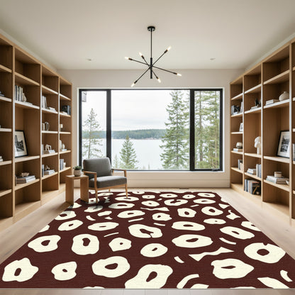 Brown Cream Abstract Animal Spots Rug
