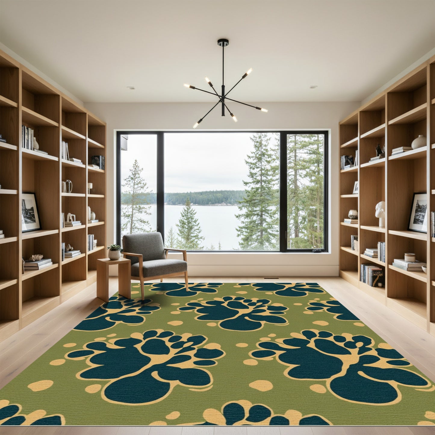 Deep Teal Organic Blossom Accents Rug