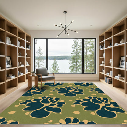 Deep Teal Organic Blossom Accents Rug