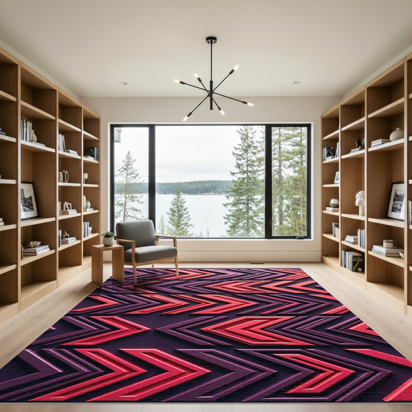 Crimson and Plum Chevron Arrows Rug