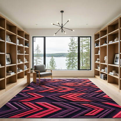 Crimson and Plum Chevron Arrows Rug