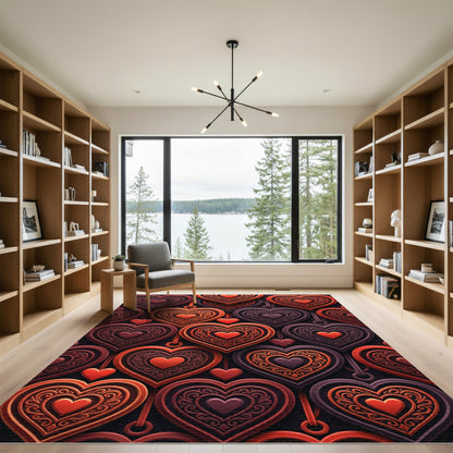 Embossed Crimson Heart Cameo Tapestry Rug