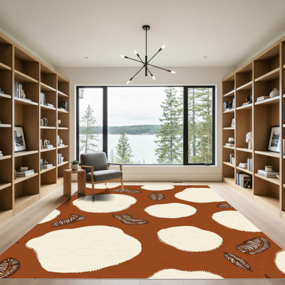 Terracotta Leaf and Blob Rug