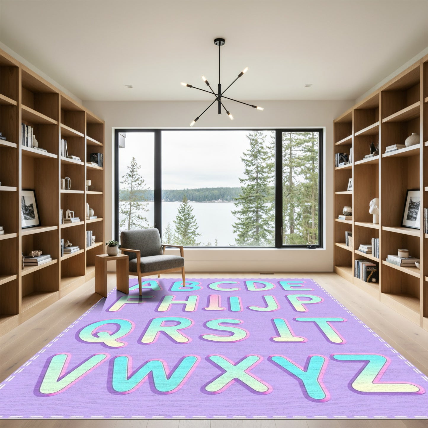 Pastel Gradient Alphabet Aura Rug
