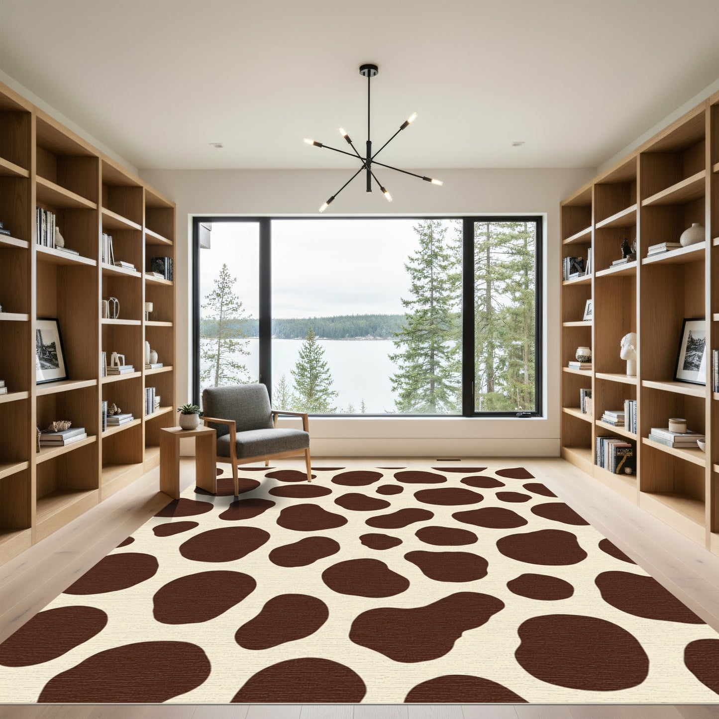 Brown Blotches Cream Spots Rug