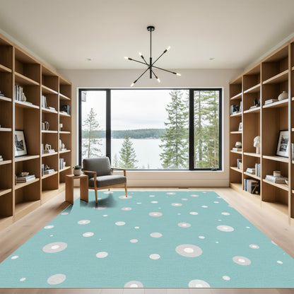 Teal Abstract Circle Scatter Rug
