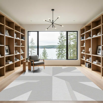 Modern Gray Geometric Star Rug