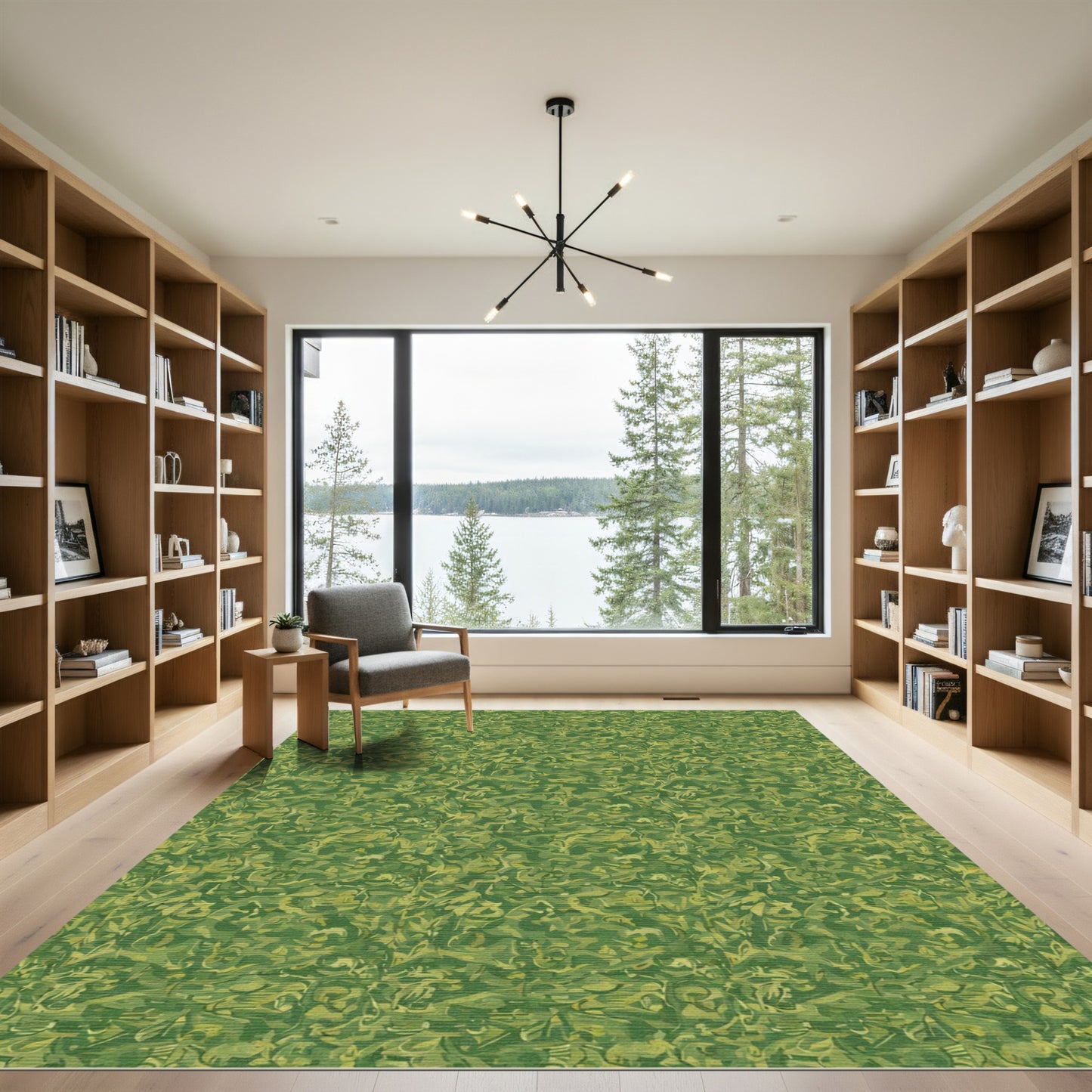 Verdant Abstract Swirls Garden Rug