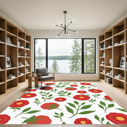 Red Floral Sprig Repeating Arrangement Rug