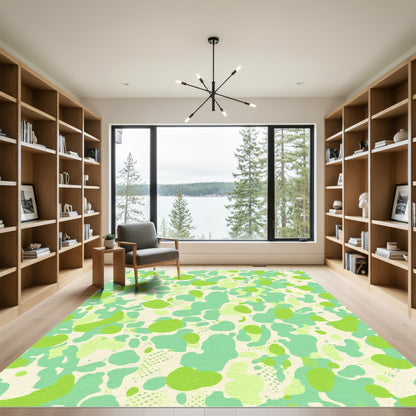 Lime Green Abstract Organic Splatter Rug