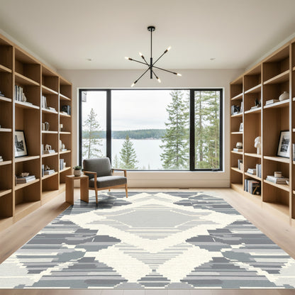 Monochromatic Diamond Overlay Pixel Art Rug