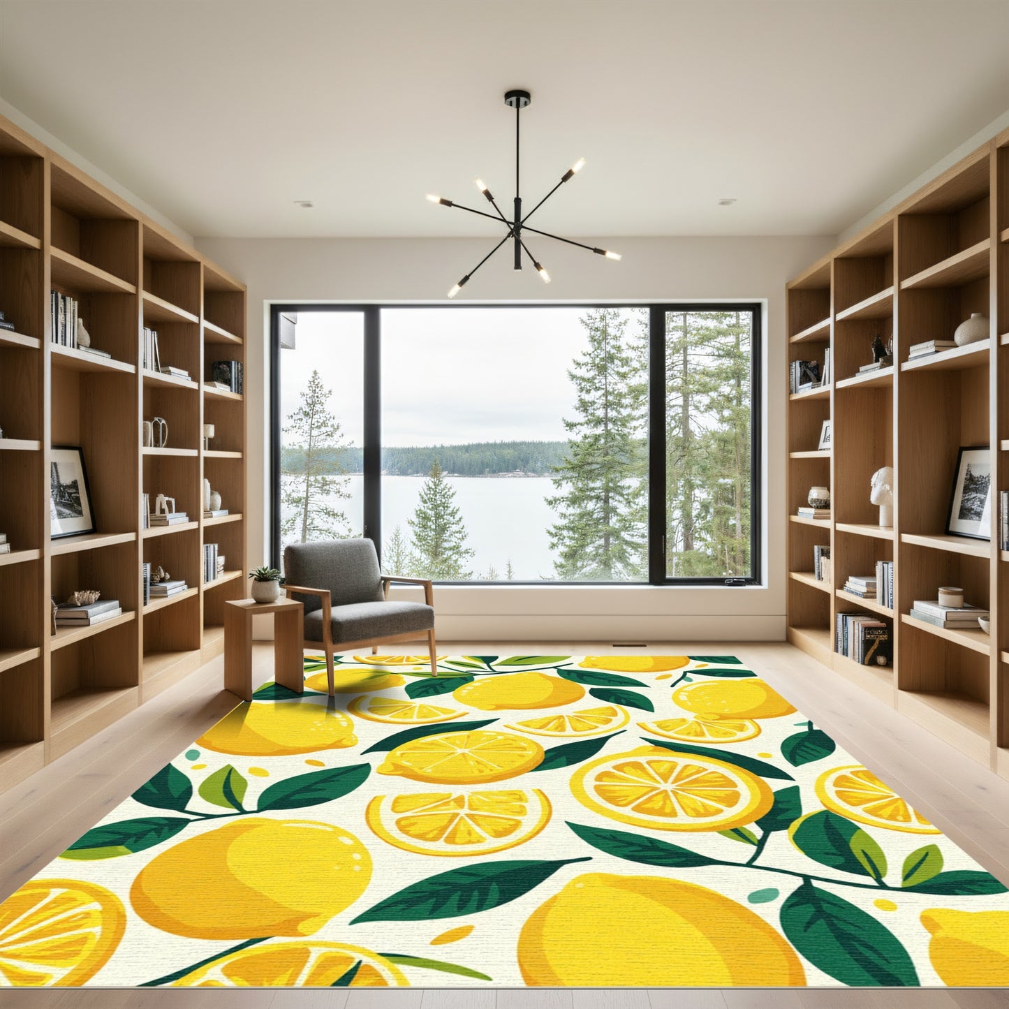 Vibrant Yellow Lemon Citrus Grove Rug