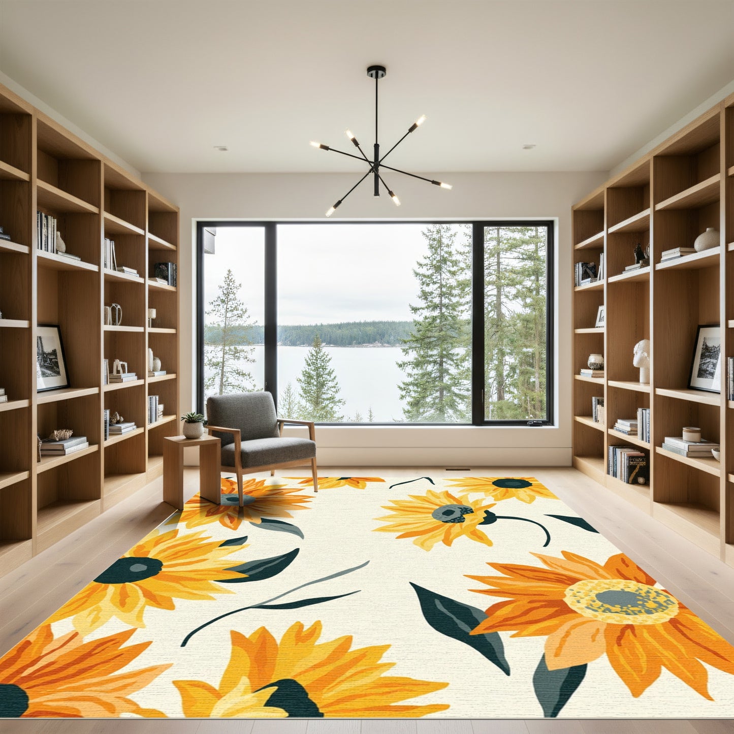 Golden Amber Sunflower Meadow Rug