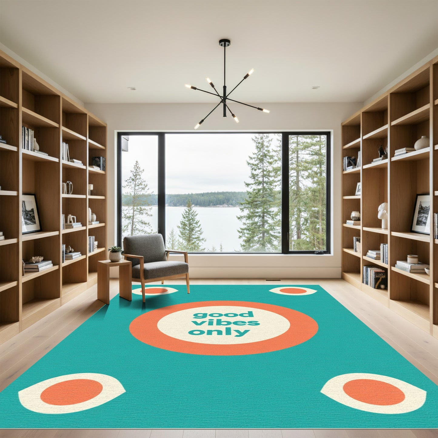 Teal Orange Eye Graphic Rug