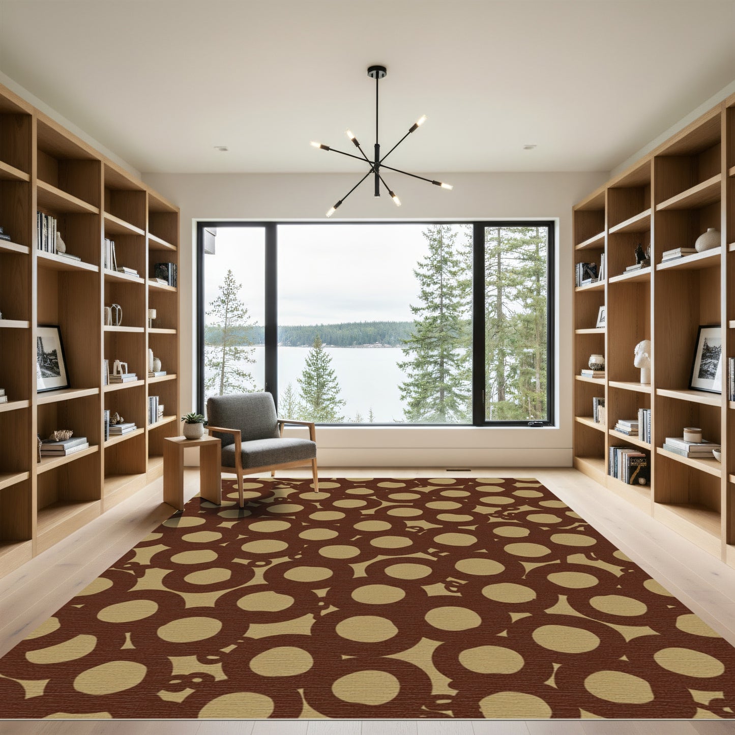 Brown Ring Abstract Overlay Rug