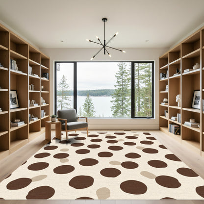 Brown Cream Polka Dot Scatter Rug