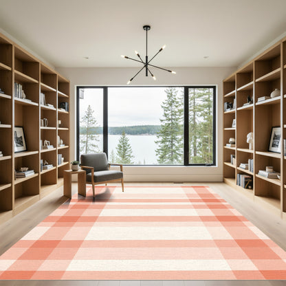 Coral Plaid Stripes Rug