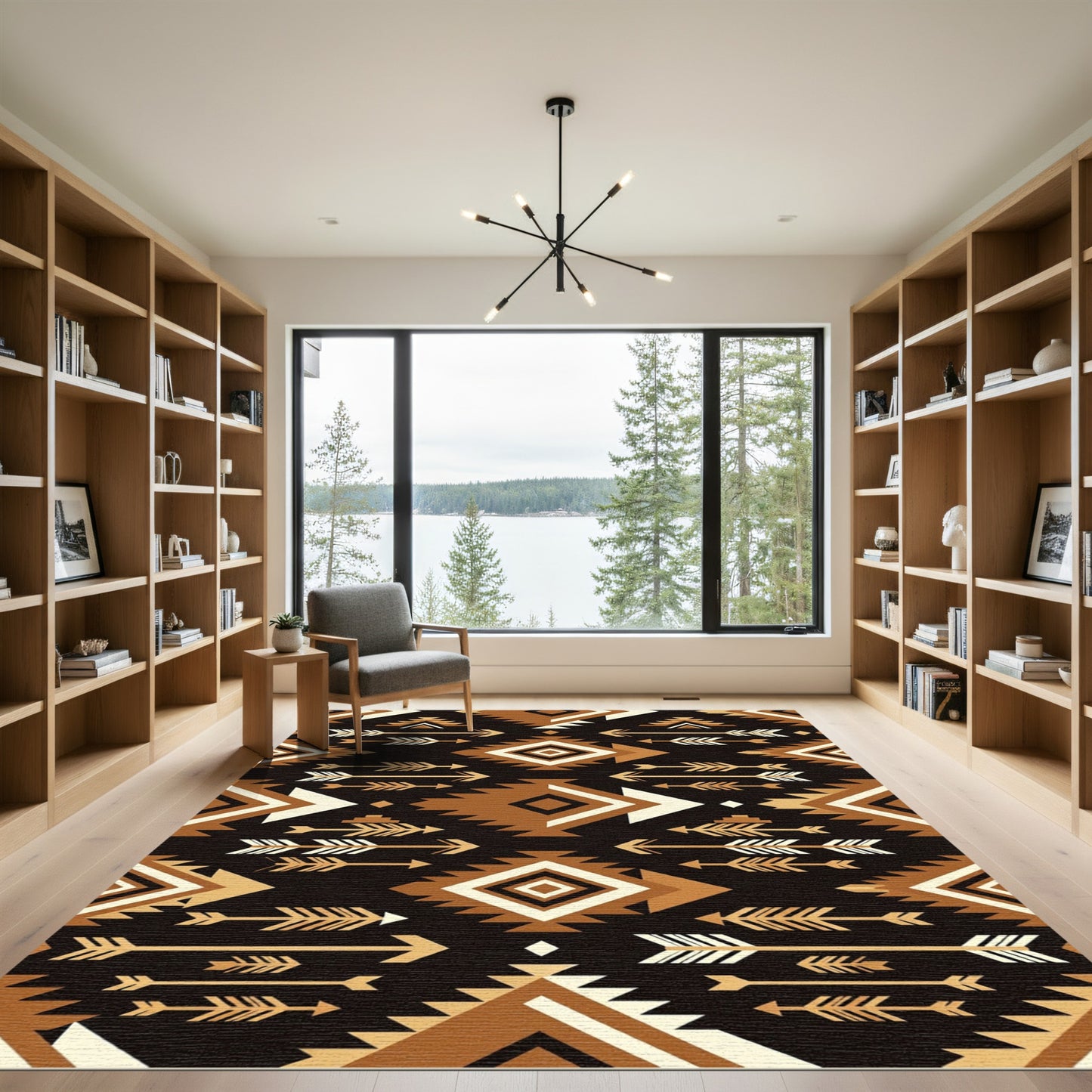 Tribal Ochre Geometric Diamond Arrow Rug