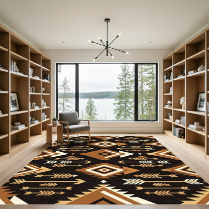 Tribal Ochre Geometric Diamond Arrow Rug