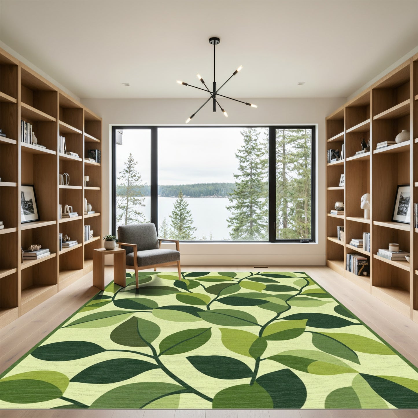 Various Green Leafy Branches Rug